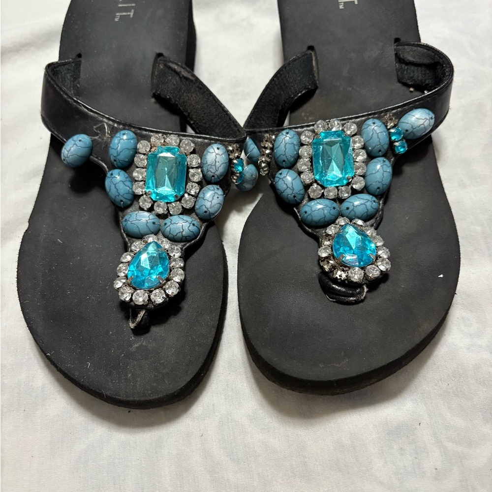 MIXIT Black and Blue Embellished Women's Sandals - Picture 5 of 5